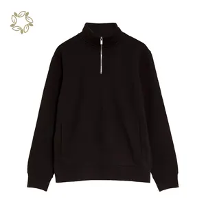 Felpa mezza Zip felpa felpa felpa in pile di <span class=keywords><strong>cotone</strong></span> <span class=keywords><strong>organico</strong></span> felpa lavorata a <span class=keywords><strong>maglia</strong></span> felpa maglione mezza Zip - Product Image 2