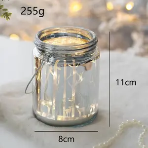 Hot Sale Different Size Bottle Grey Red Christmas Glass Crafts With Led Light