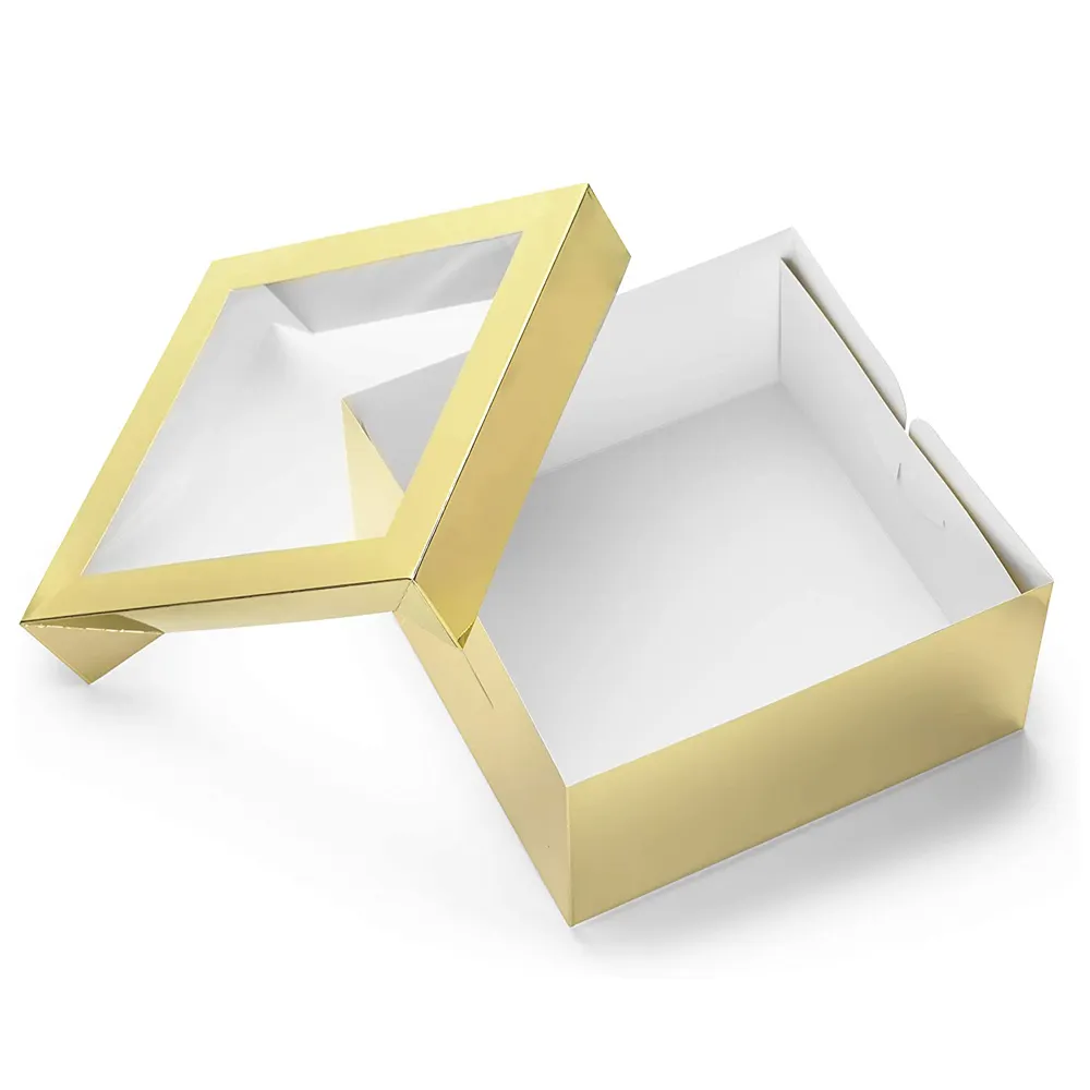 High Quality Custom Square Gold Packaging Cake Box With Separate Lid