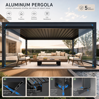 Système de toit rétractable en aluminium, pergola motorisée en aluminium et PVC pour extérieur