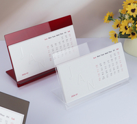 Calendrier de bureau en acrylique transparent de luxe personnalisé 2027, vente en gros, support de calendrier de table en acrylique transparent avec recharges de planificateur en papier