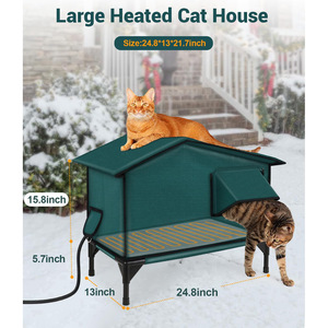 Casa Grande para Gatos con Calefacción, 24.8x13x21.7 Pulgadas, Impermeable para Exteriores, con Almohadilla Térmica para Gatos - Product Image 1