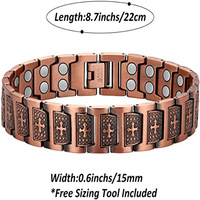 Bracelets de magnétothérapie puissants en cuivre pur avec croix chrétienne, aimants à double rangée de 3500 Gauss pour soulager la douleur
