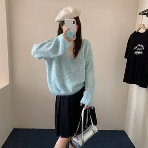 女士v领定制合身宽松不真实两件套女式毛衣 - Product Image 5