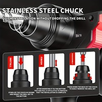Perceuse à percussion légère sans balais 21V, multifonctionnelle, facile à utiliser pour percer les carreaux de céramique, les roches, etc. avec batterie 4.0AH
