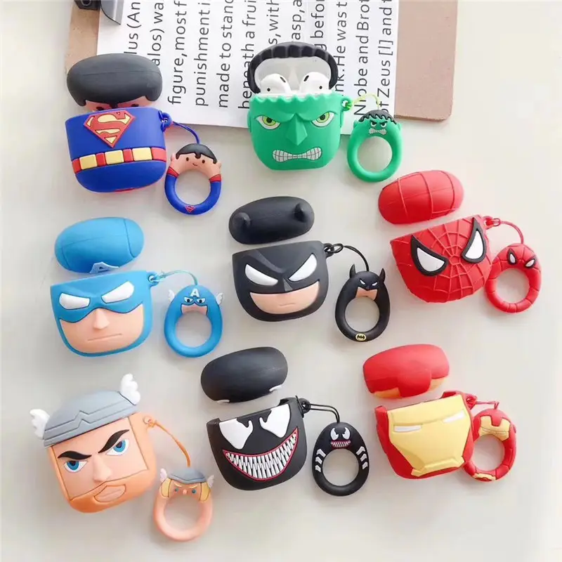 Lovely popular 3D marvel hero cartoon designs silicon case for airpods