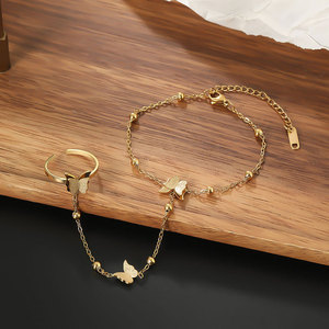 Pulseras de Dedo de Acero Inoxidable 316L que No se Deslustran, Chapadas en Oro PVD de 14k y 18k, Cadena de Mano para Novia, Anillo de Pulsera de Diseño para Mujer - Product Image 6