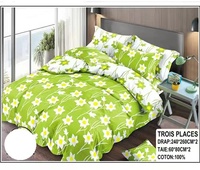 Vente en gros de draps 100% coton de couleur vive 6 pièces drap de lit queen size drap de lit pour lit 2 places avec 4 taie
