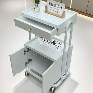 עגלת יוקרה מקורית ויוקרתית לסלון יופי לטיפולי עור עם מדף אחסון מעץ, עגלת כלים ממתכת ופלסטיק - Product Image 6