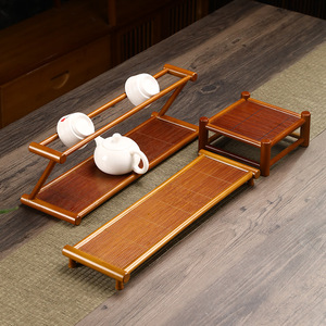 Bandeja de té de bambú cuadrada, soporte de té de bambú con diseño de rejilla para tetera, accesorio para la ceremonia del té - Product Image 3