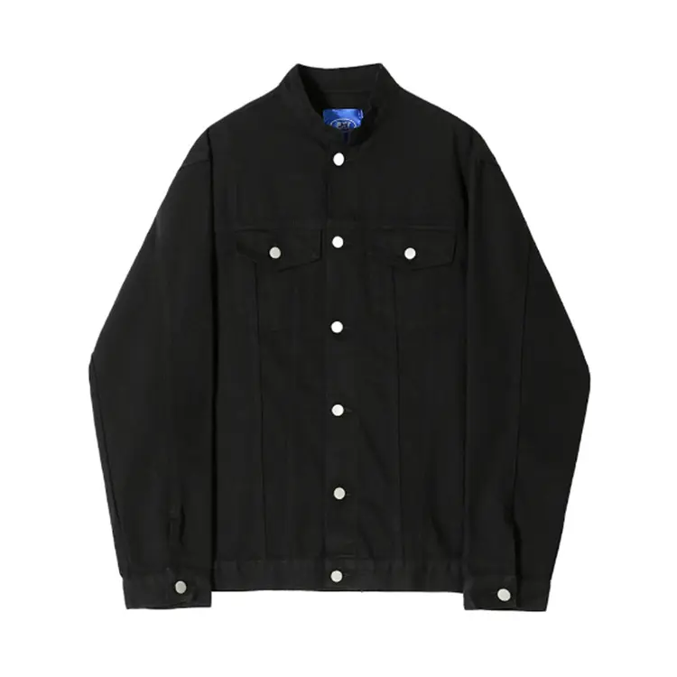 Fashion vintage washed Thick stand collar casual vintage denim fabrics custom denim jacket men men's jackets