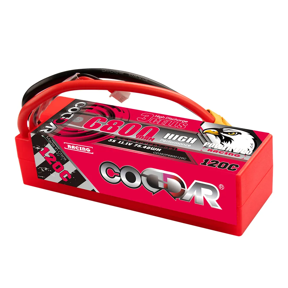 CODDAR RC LiPo Battery 3S 6800MAH 11.1V 120C Cabled Hard Case RC Racing Car Truck buggy Monsters Boat upgraded from 6500MAH