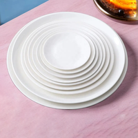 Ensemble d'assiettes en céramique blanches et dorées de luxe, plats ronds peu profonds en porcelaine de plusieurs tailles pour cadeau de mariage ou usage en restaurant