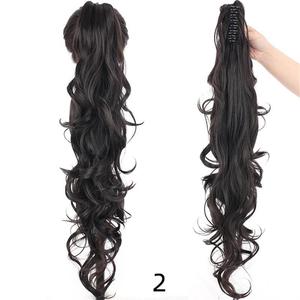 ผมหางม้าสังเคราะห์ยาวสำหรับผู้หญิง Aosiwig น้ำหนัก 140 กรัม ผมหยิกพร้อมคลิปหนีบสำหรับผมยาว - Product Image 3