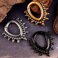 Evorte 316L Acier inoxydable plaqué or 18 carats 6 mm 0G 1G 2G Dilatateurs d'oreille Plug Tunnel Expander Punk Hip Hop Bijoux de corps
