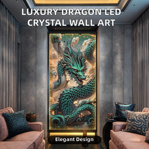 Decoración de Entrada al por Mayor de Fábrica, Cuadros de Aluminio con Imágenes HD, Arte de Pared con Marco de Lienzo LED de Dragón de Lujo - Product Image 2