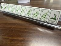 Weihnachtliches Modernes Luxus-Acryl-Mahjong-Set mit Hirschmotiv, Faltbar und Tragbar für 4 Spieler, Familienunterhaltung und Reise-Set