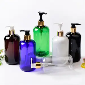 Boş Amber yeşil Pet 250ml 300ml 500ml duş şampuanı jel pompalı losyon şişeleri için şampuan ve saç kremi şişeleri saç bakımı