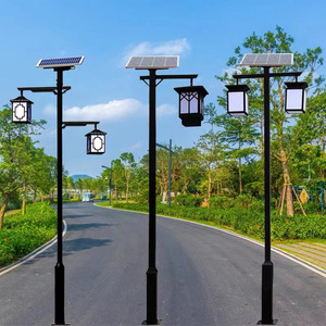 Lampe solaire de jardin chinoise rétro en fer LED pour extérieur, paysage, villa, cour, allée - Product Image 3
