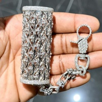 Étui à briquet en argent sterling 925 avec diamants Moissanite VVS, design tendance, entièrement serti