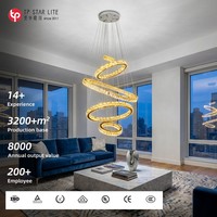 Lustre rond en or LED de luxe pour villa, grand escalier, hôtel, salon, salle de banquet, lampe suspendue créative