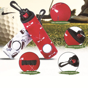 Factory Custom Portable <b>Golf</b> Balls Waist Bag with Light Weight Hook Ball Protection Cover with Diving Material Strap Hook - Product Image 1