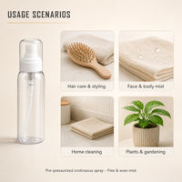 Flacon pulvérisateur à brume fine vide 50 ml 60 ml 70 ml 80 ml 100 ml 120 ml 130 ml 160 ml 200 ml en plastique pour cosmétiques à brume ultra fine