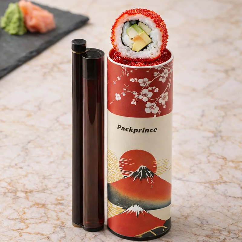 Push Pop Eco-Friendly Recyclable Kraft Cylindrical Food Grade Sushi Paper Tube Container Stamping Custom Portable for Sushi