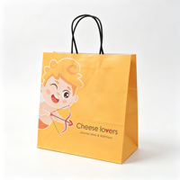 Sac en papier kraft personnalisé écologique avec poignée torsadée pour emporter, emballage pour la restauration rapide, gâteaux au fromage, tiramisu, sac de transport pour restaurant