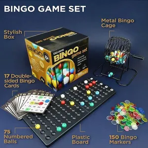 Wholesale Gambling Support Customization Bingo Game Set 75 Bingo Balls 150 Markers With Plastic Board.