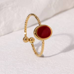 Bague ouverte ajustable en acier inoxydable, best-seller transfrontalier, style Instagram, rétro français, luxe léger, titane J - Product Image 3
