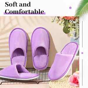 Chaussons jetables de luxe écologiques et hydratants pour adultes en polaire corail et lin avec semelle en EVA pour hôtels, voyages et spas - Product Image 4