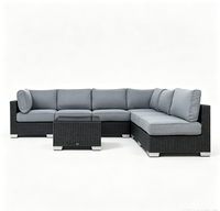 Monaco 7-teiliges modulares Outdoor-Sofaset aus PE-Rattan, 15 cm Schaumstoffkissen, schmutzabweisender Olefin-Stoff, keine Montage erforderlich