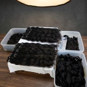 Indian Remy Human Hair Extensions 18 Inch Deep Wave Weave <b>Double</b> Drawn Machine <b>Double</b> Weft Natural Black Color - Product Image 5