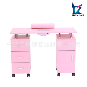 Mesa de manicura HONGZI con aspiradora y reposamanos, juego de muebles de salón color rosa, 220V - Product Image 5