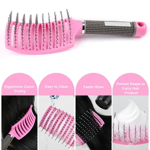 Detangling Massagem Hair Brushes Curved Vented Styling Hair Comb Barbeiro Hairdressing Styling Ferramentas para Mulheres Meninas Hair Styling