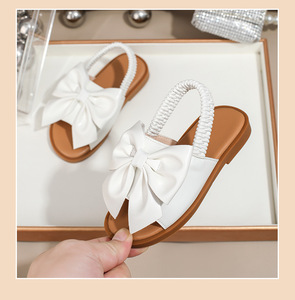 Sandales pour filles à semelle souple avec nœud, sandales de princesse pour filles, sandales d'été pour filles, sandales plates antidérapantes pour filles - Product Image 6