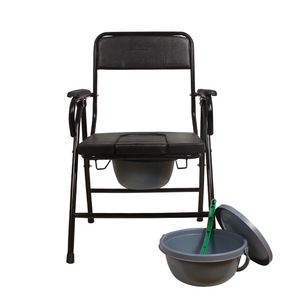 Foldable Commode <b>Chair</b> With Backrest And <b>Padded</b> Seat For Elderly And Adults Hospital Use - Product Image 3