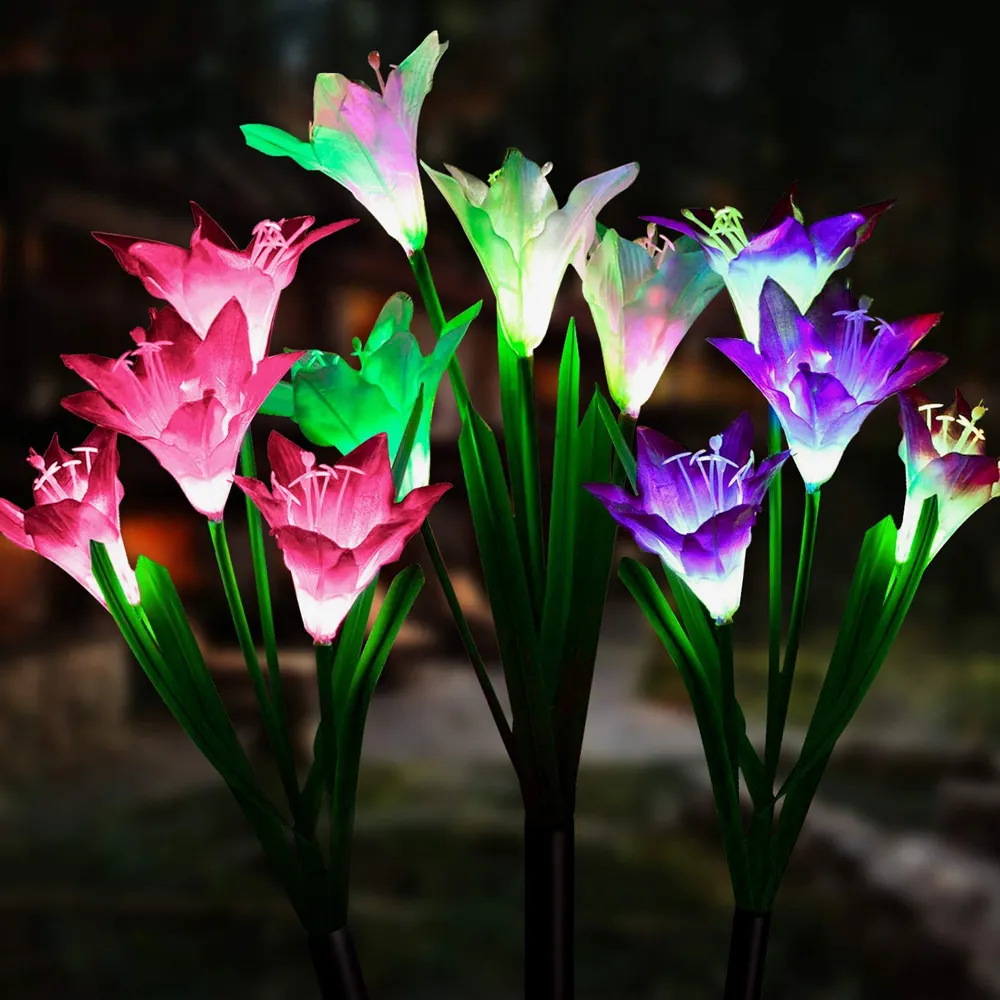 7 색 IP 65 방수 야외 태양 꽃 정원 빛 정원 안뜰 마당 통로 장식