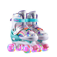 Patins à roulettes réglables à quatre roues, 4 roues lumineuses pour enfants, garçons et filles