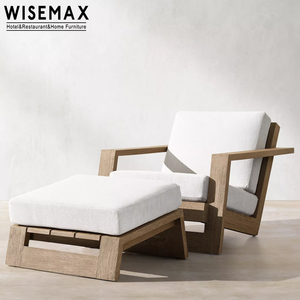 WISEMAX FURNITURE High Quality Outdoor Furniture Teak Wood Sofa <strong>Chair</strong> Garden Set Accent Leisure <strong>Chair</strong> <strong>with</strong> <strong>Footstool</strong> for Patio - Product Image 6