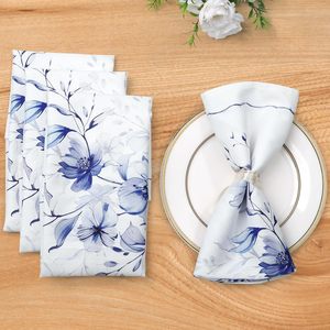 Servilletas <span class=keywords><strong>de</strong></span> lino y algodón con estampado floral azul 17,7 ''/45cm cuadradas para ajustes <span class=keywords><strong>de</strong></span> mesa elegantes - Product Image 4