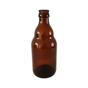 Grosir botol kaca untuk bir 330ml 500ml botol bir kosong Amber jernih botol bir kustom