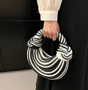 2024 Guangzhou White Black Noodle Shaped Purse Bag PU Leather Zebra Printed Like Purse Factory Sale Stock Bags