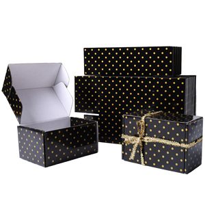 Pequeñas cajas de envío portátiles Diseño de puntos dorados Correo reciclado negro <span class=keywords><strong>para</strong></span> pequeñas empresas <span class=keywords><strong>para</strong></span> Navidad Día de San Valentín <span class=keywords><strong>Padre</strong></span> - Product Image 1