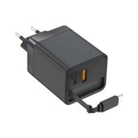Chargeur mural 65W USB C PD 30W Bloc de charge rapide avec câble rétractable de type C 35W