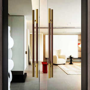 Poignée de <span class=keywords><strong>porte</strong></span> principale robuste pour villa, poignée en <span class=keywords><strong>bois</strong></span> et verre pour intérieur, grande poignée de traction en acier inoxydable pour salle de réunion d'hôtel - Product Image 4