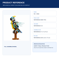 Modèle de blocs de construction mécaniques personnalisés en forme de perroquet, oiseau à ailes transparentes, jouet de bricolage pour enfants de 12 ans et plus