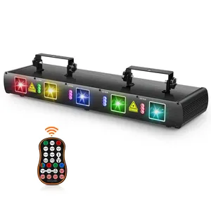 RGBYC Mini Five-hole Laser + LED RGB Stage Light Line with Remote Control DMX