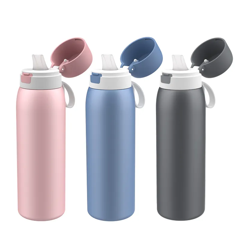 Stainless steel filter water bottle outdoor water bottle with filter straw, suitable for hiking, camping, tourism
